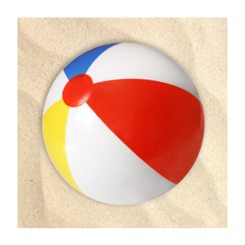 Image of beach ball in the sand