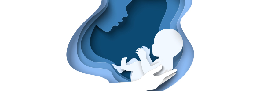 Illustration of a silhouette of a person holding a baby
