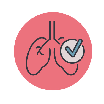 Illustration of lungs and a checkmark