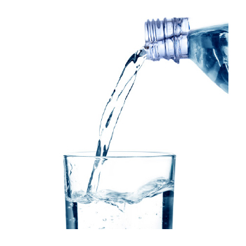 Image of a bottle of water pouring into a glass