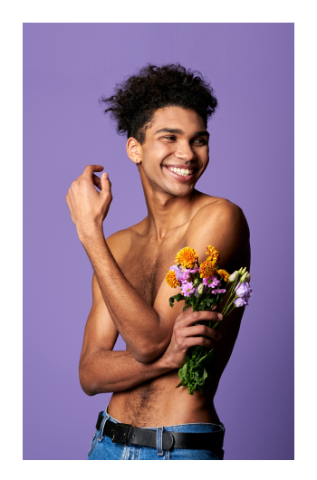 Standing Person Holding Flowers