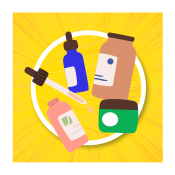 Illustration of supplement bottles