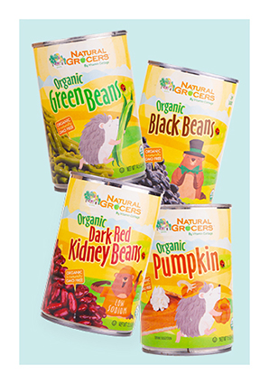 Natural Grocers Brand Organic Canned Beans and Vegetables