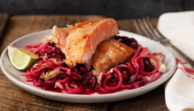 Honey-Ginger Salmon with Veggie Noodles Recipe for Two