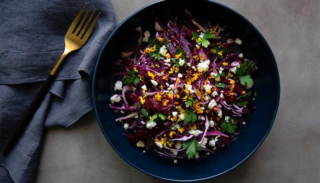 Beet and Red Cabbage Salad with Blue Cheese Recipe