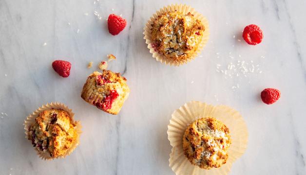 Raspberry-Coconut Decadent Muffins