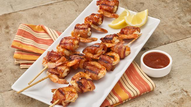 Grilled Bacon-Wrapped Shrimp Skewers