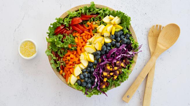 Eat the Rainbow Organic Veggie Salad with Sunny Lemon Dressing