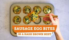 Sausage Egg Bites in a Hash Brown Nest